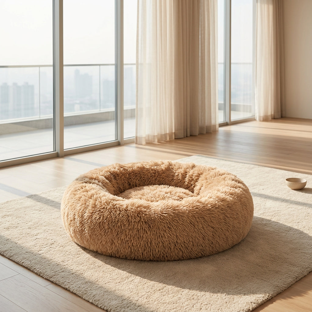 Brown round fluffy plush pet bed
Gray faux fur dog and cat bed
Round plush pet bed with non-slip bottom
Small brown fluffy pet bed
Extra large gray plush pet bed